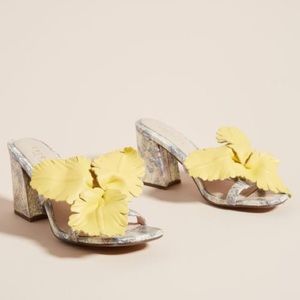 NIB CECELIA NY FLEUR HEELED SANDAL FLORAL SNAKE BLOCK SLIPON SHOES SPRING SIZE 7